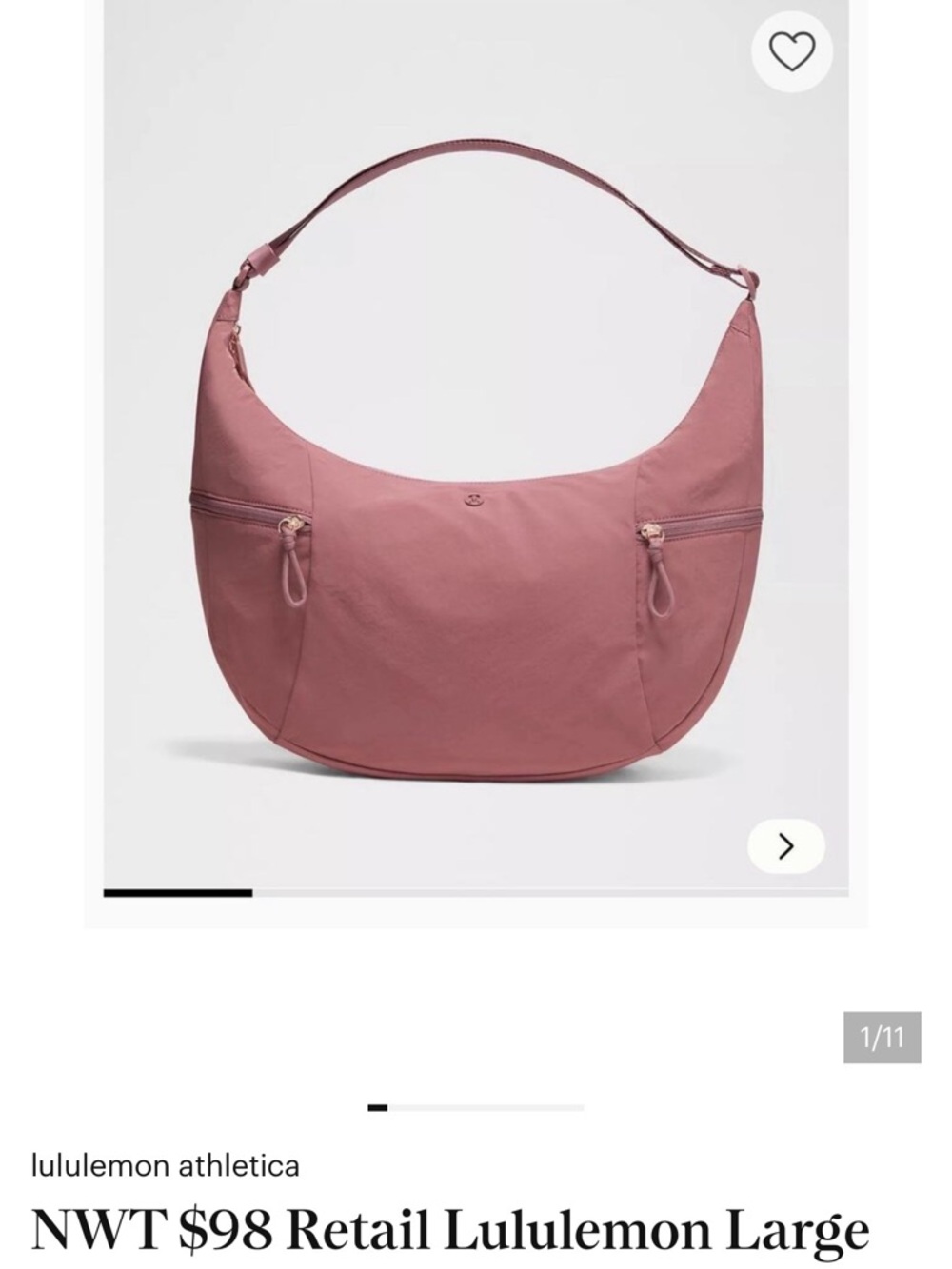 Lululemon Large Shoulder Bag in Dusty Rose 13L